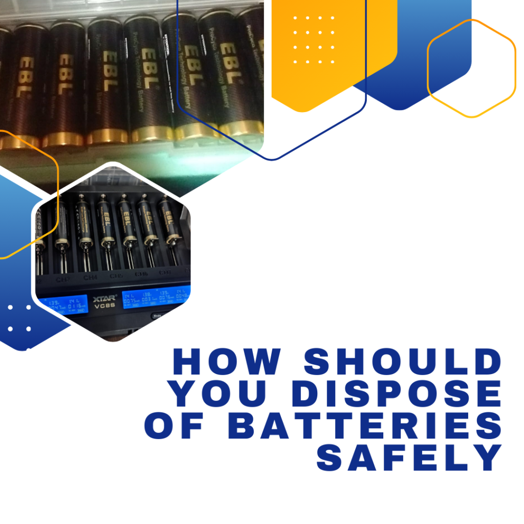 How should you dispose of batteries safely